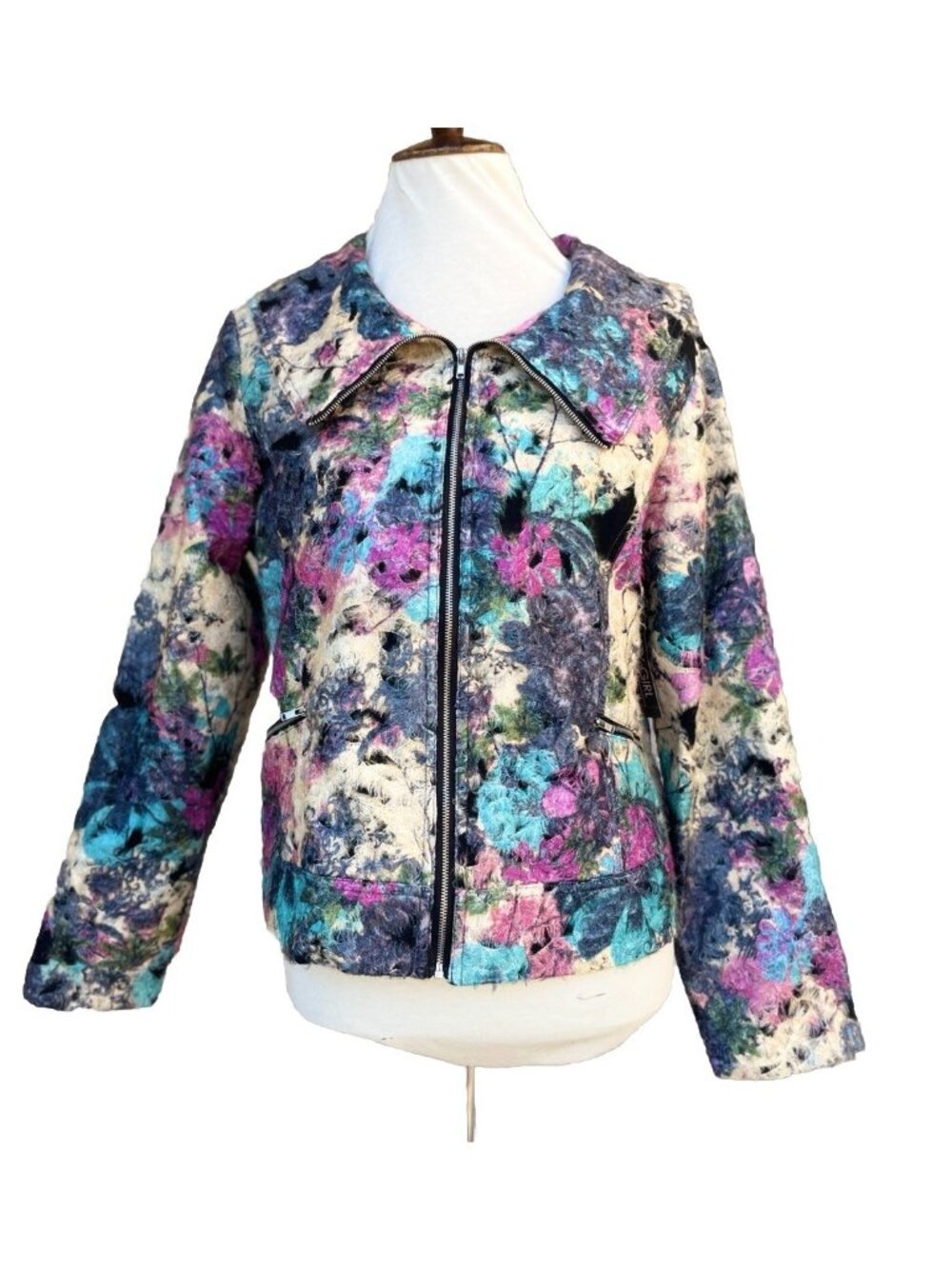Vintage City Girl Nancy Bolen Fuzzy Floral Jacket